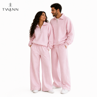 ترينج TWYNN نصف سوستة وبنطلون واسع — وردي هادئ