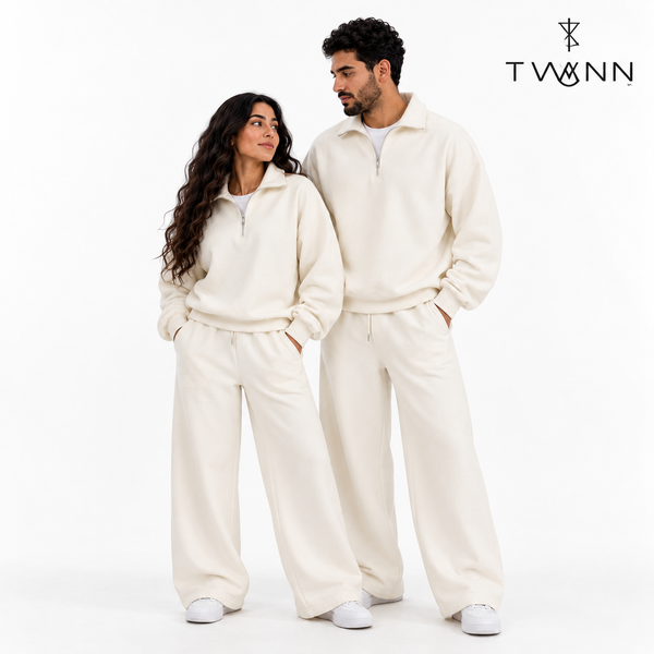 ترينج TWYNN نصف سوستة وبنطلون واسع — أوف وايت