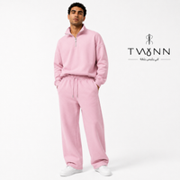 ترينج TWYNN نصف سوستة وبنطلون واسع — وردي هادئ